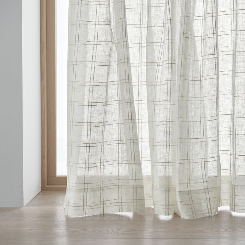 RHAFAYRE Set of 2 Khaki Sheer Curtains in Linen Effect - Eyelet