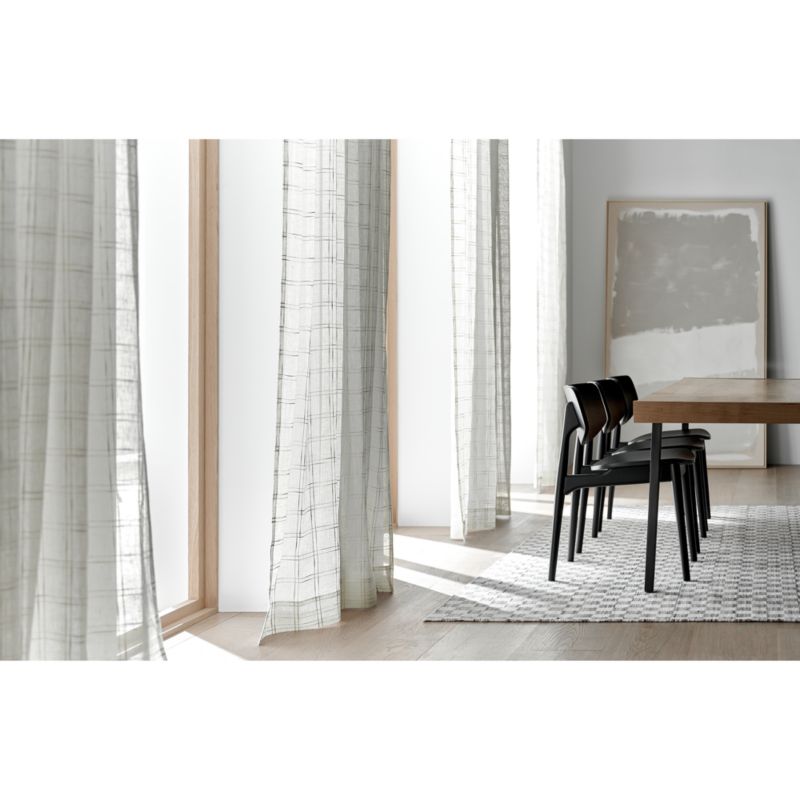 Briza White Windowpane European Flax ™-Certified Linen Sheer Window Curtain Panel 52"x96" - image 4 of 8