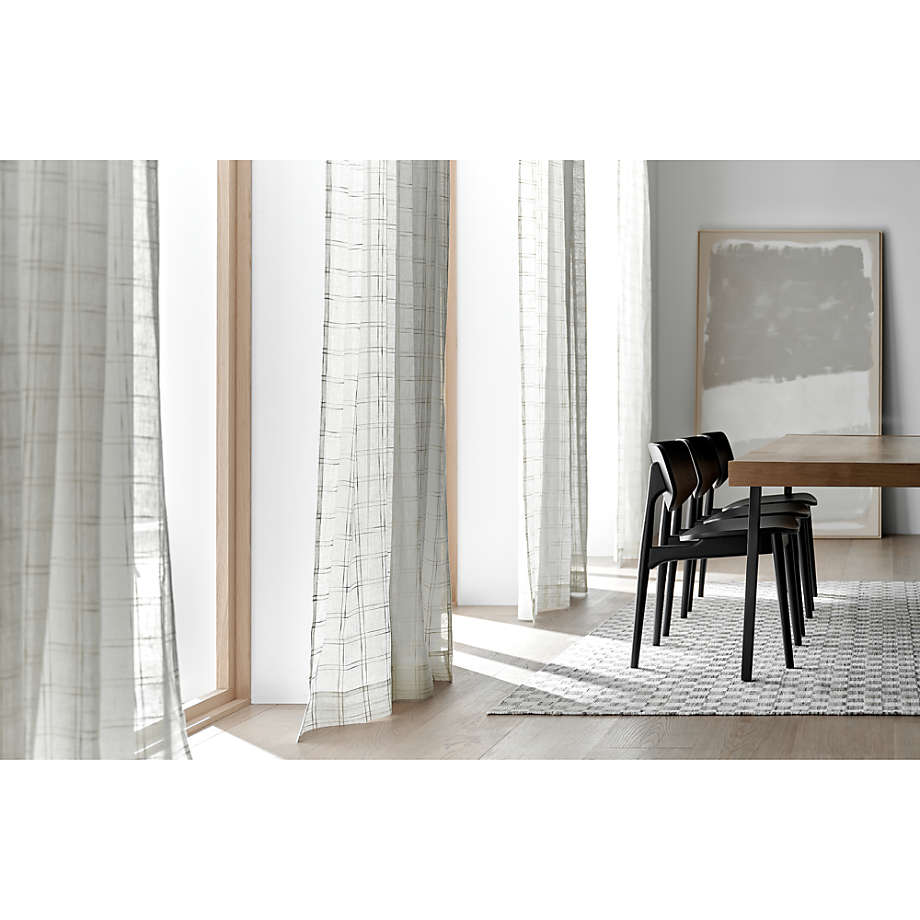 RHAFAYRE Set of 2 Khaki Sheer Curtains in Linen Effect - Eyelet