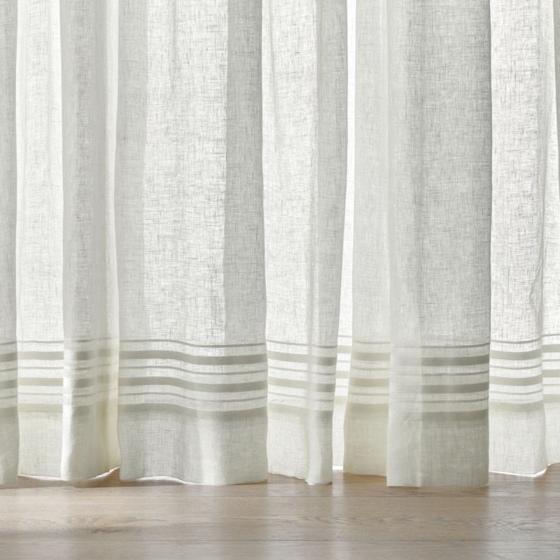 Ivory EUROPEAN FLAX ™-Certified Linen Sheer Stripe Window Curtain Panel 52"x108" - image 2 of 9