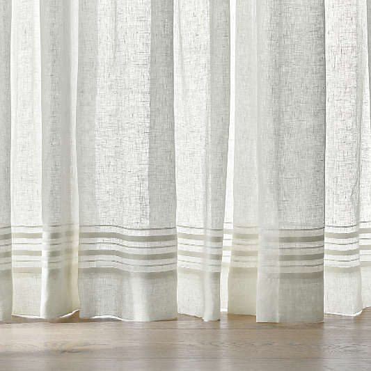 Ivory EUROPEAN FLAX ™-Certified Linen Sheer Stripe Window Curtain Panel
