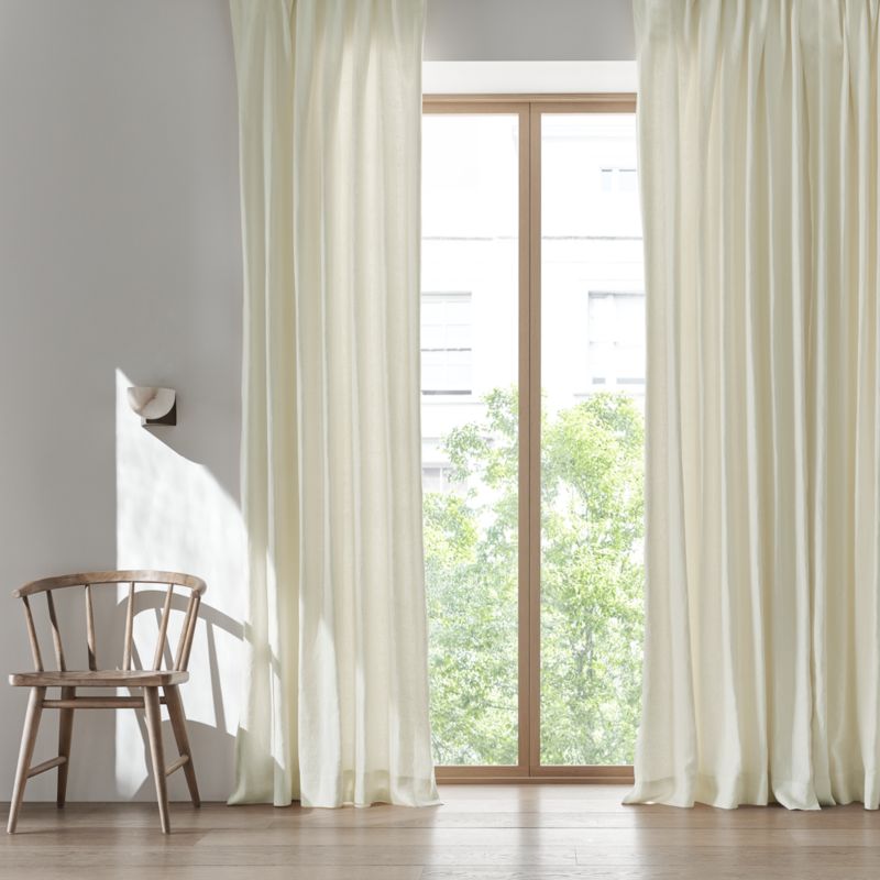 Ivory EUROPEAN FLAX ™-Certified Linen Window Curtain Panel 52"x96" - image 5 of 14