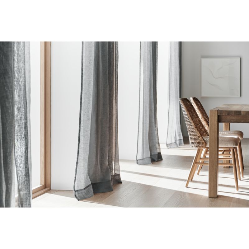 Pebble Grey European Flax ™-Certified Linen Sheer Window Curtain Panel 52"x84" - image 1 of 5