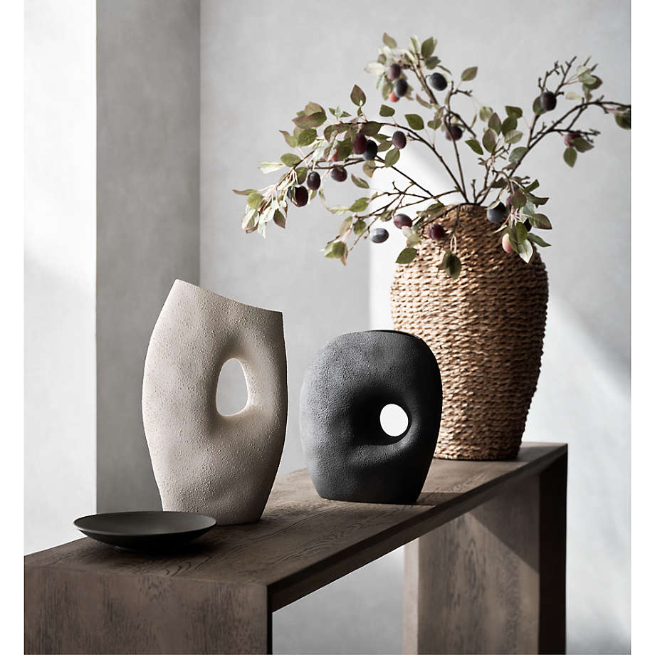 Clyborne Textured Black Ceramic Vase with Hole + Reviews