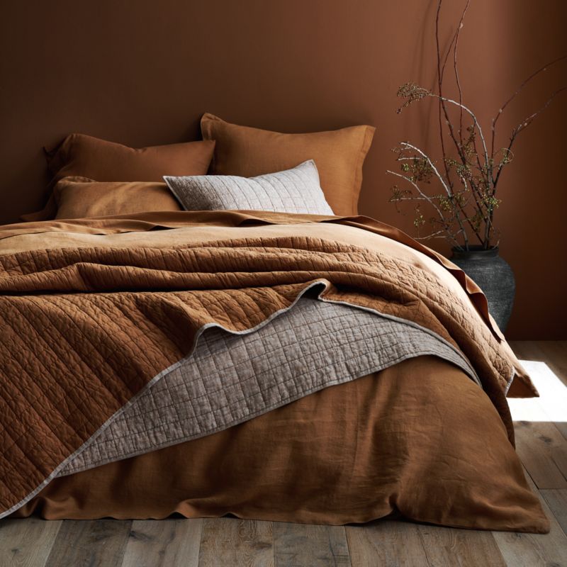 Brulee Brown Belgian Flax Linen Quilt King - image 2 of 9