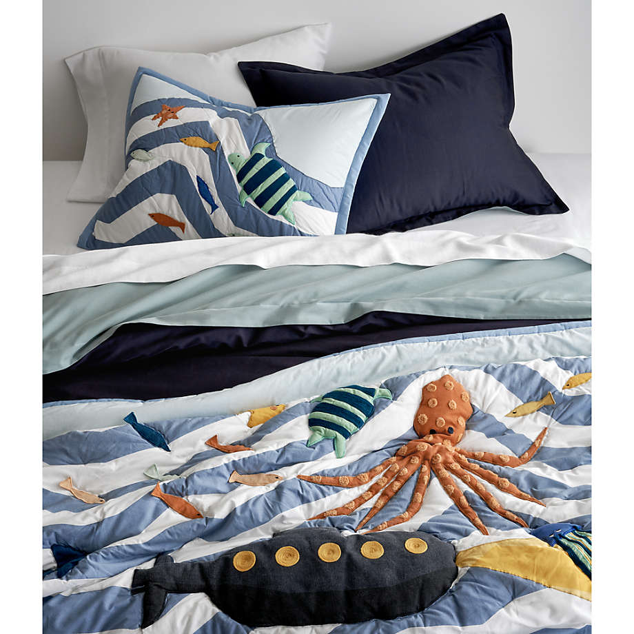 Submarine Organic Cotton Blue Kids Pillow Sham Reviews Crate