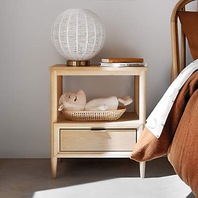 Bodie Natural Oak Wood Kids Nightstand with Drawer