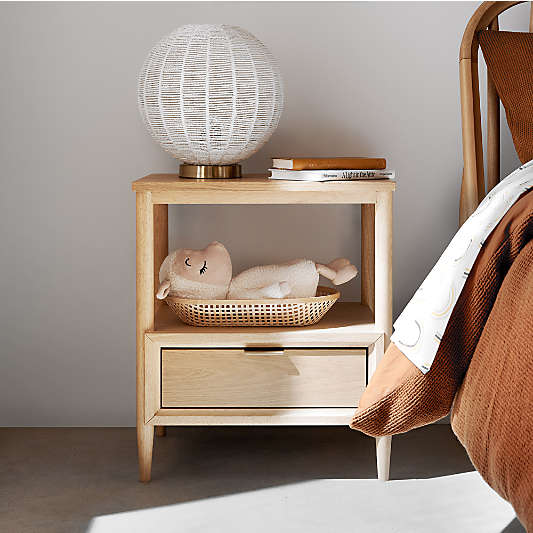 Bodie Natural Oak Wood Kids Nightstand with Drawer