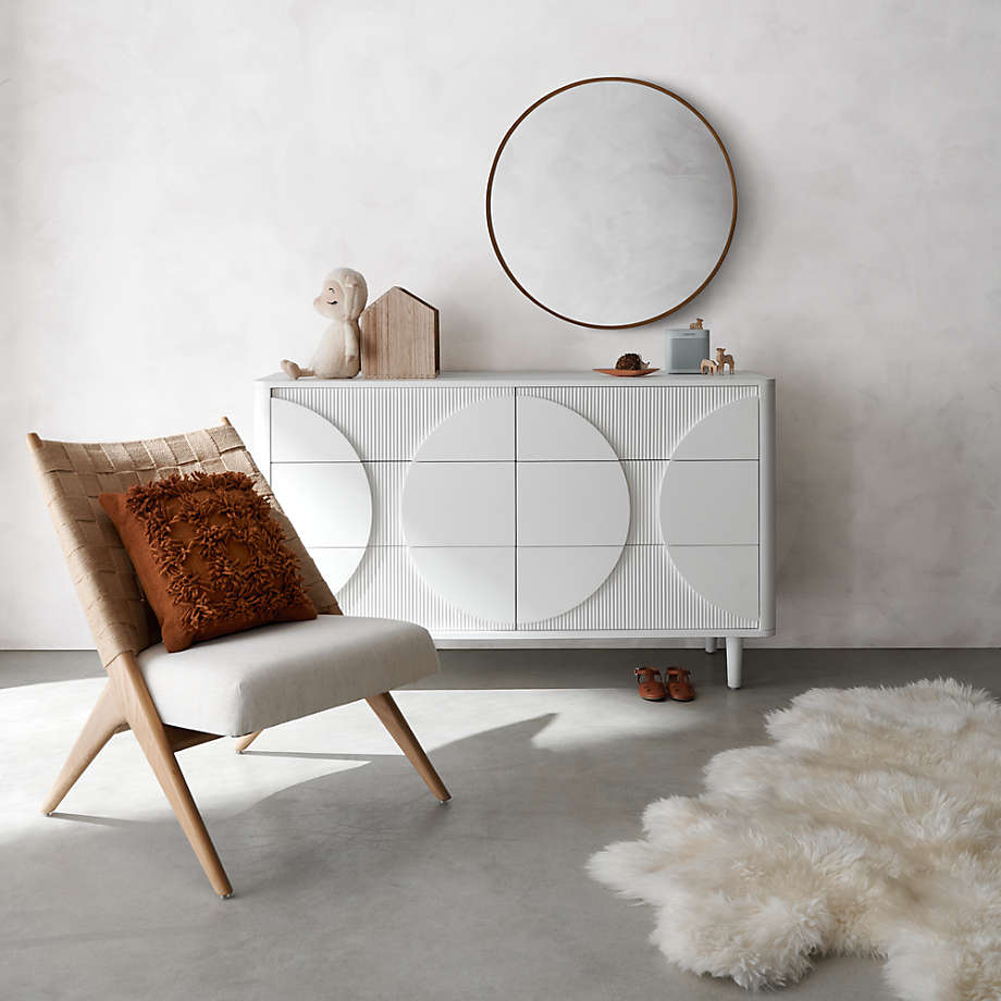 Crate&Barrel Roselle White Wood Wide 6Drawer Dresser Square One