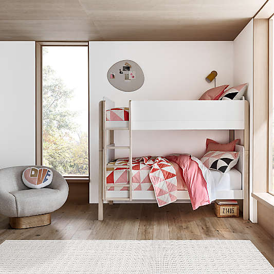 Babyletto TipToe White & Washed Natural Wood Kids Bunk Bed