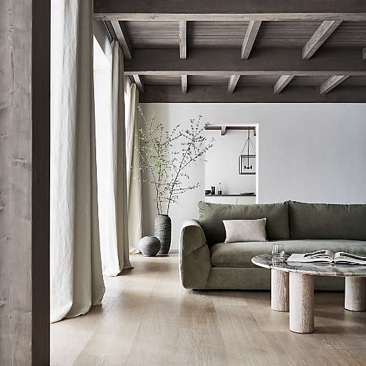 Homage Marble and White Oak Wood 44" Round Coffee Table