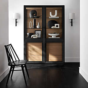 Display Cabinets  Black Finish & Top Lighting, Glass Doors