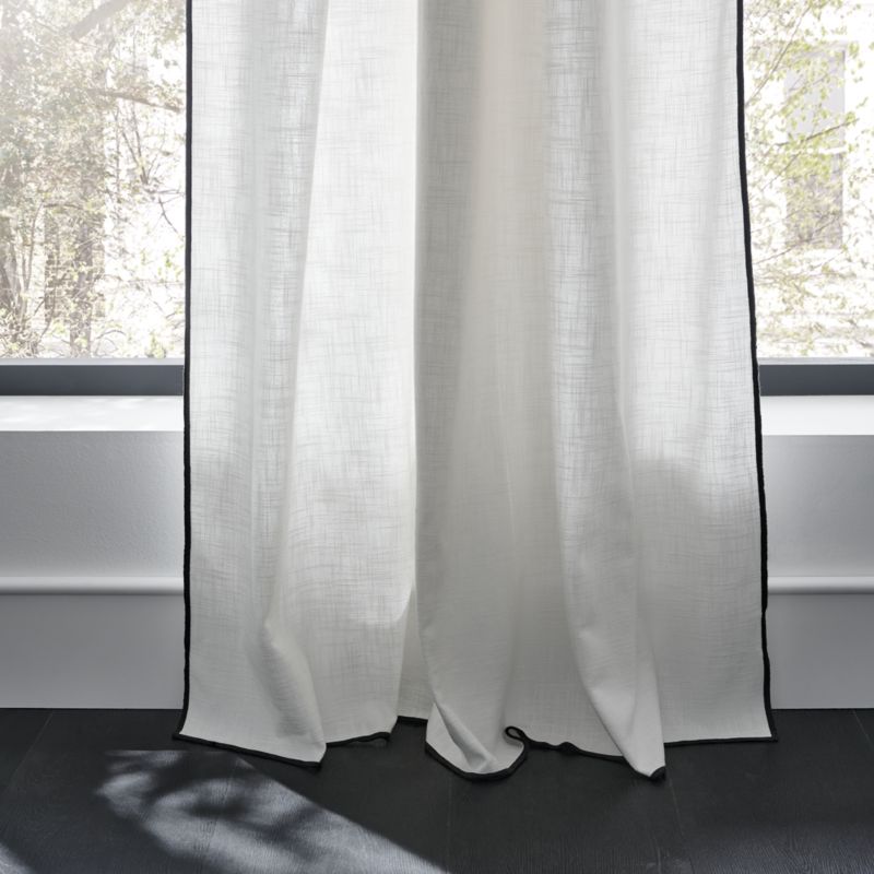 Crisp White Merrow Stitch Organic Cotton Blackout Window Curtain Panel 52"x120" - image 12 of 14