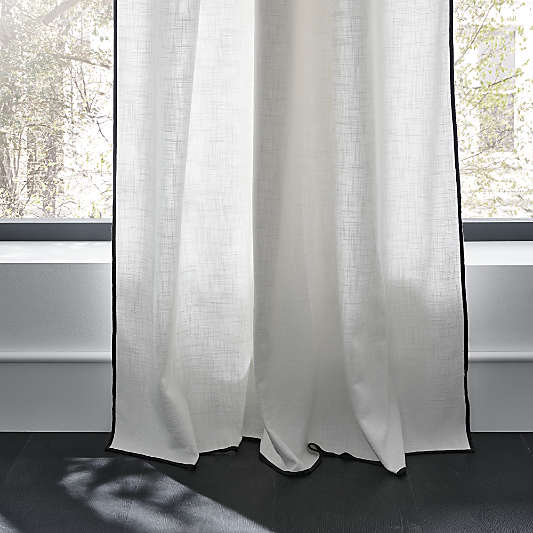 Crisp White Merrow Stitch Organic Cotton Window Curtain Panel 52"x96"