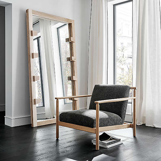 Stilt Whitewashed Oak Wood Floor Mirror 44"x81"