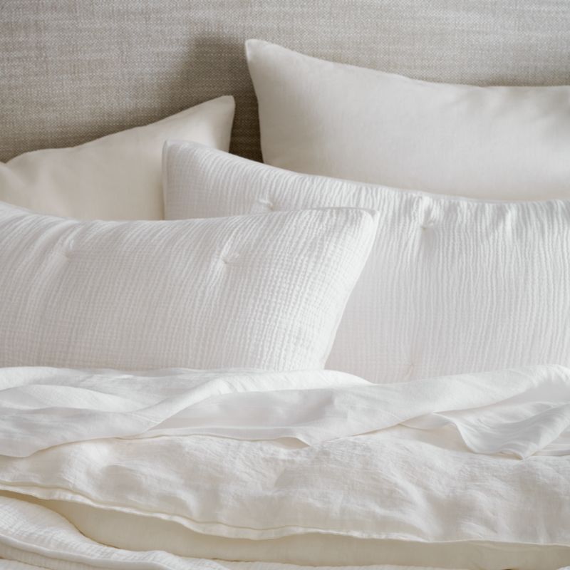 Aire Crinkle Cotton Linen Blend Cream Comforters | Crate & Barrel