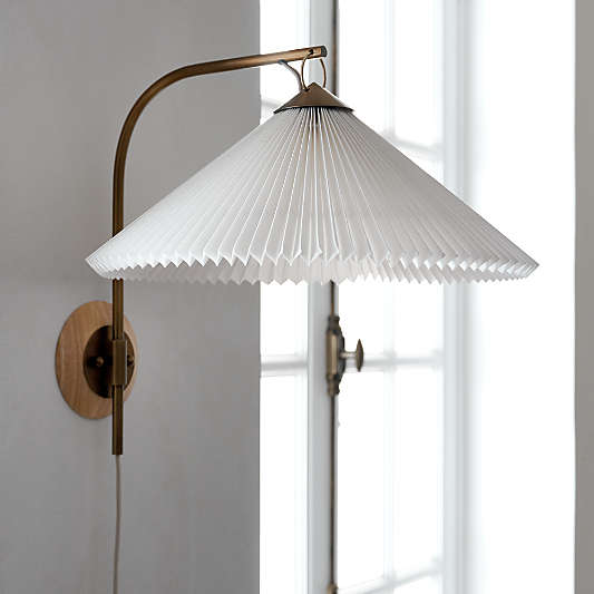 Flores Plug-In Wall Sconce Light with Pleated Shade
