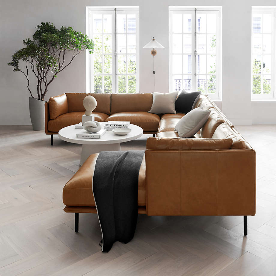 Crate and barrel wells leather deals sofa