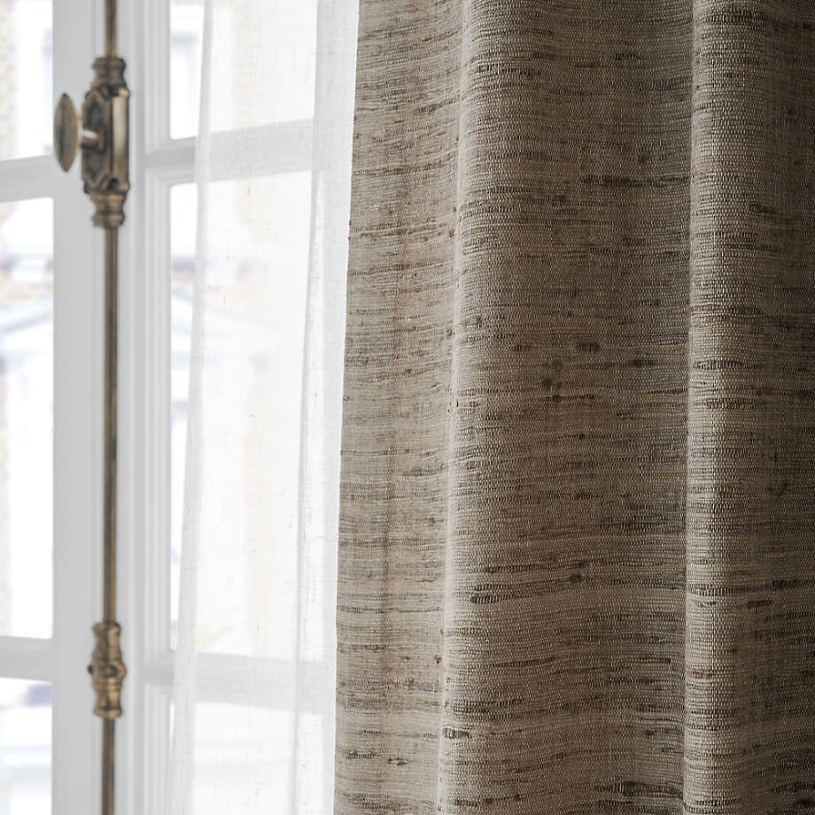 Trevino Warm Beige Cotton Silk Blend Window Curtain Panel 52x96