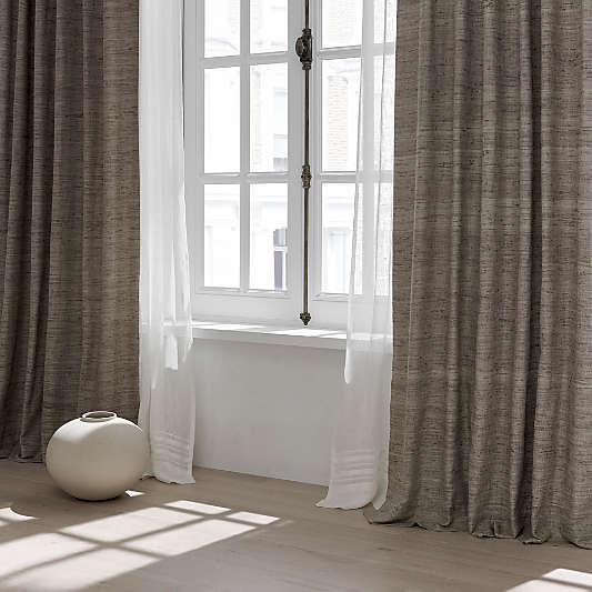 Trevino Warm Beige Cotton Silk Blend Window Curtain Panel
