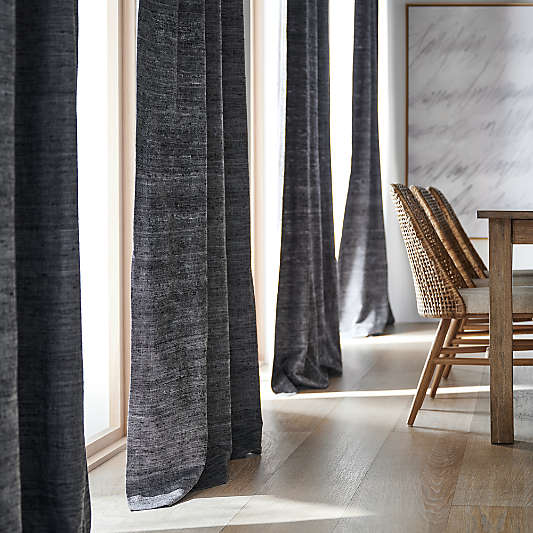 Trevino Storm Grey Cotton Silk Blend Window Curtain Panel