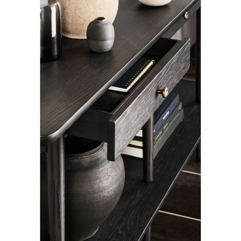 Mickell 72" Rectangular Black Wood Storage Console Table - image 5 of 12