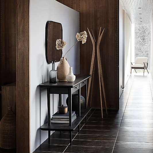 Edge Black Rounded Rectangle Wall Mirror 36"x24"