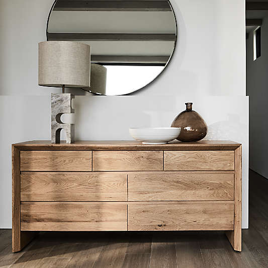 Baja 68" White Oak Wood 7-Drawer Dresser