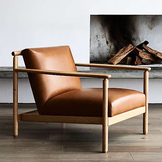 Ojai Leather Wood Frame Accent Chair
