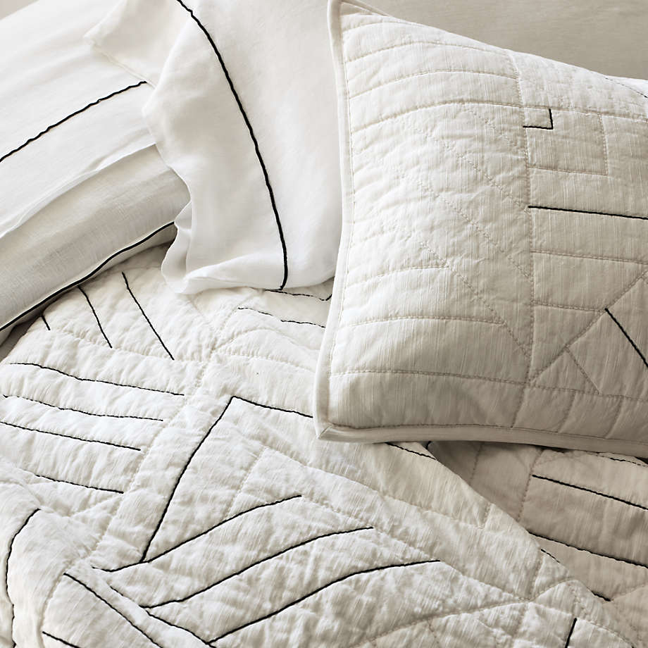 Aire Crinkle Cotton Linen Blend Cream Full/Queen Comforter +