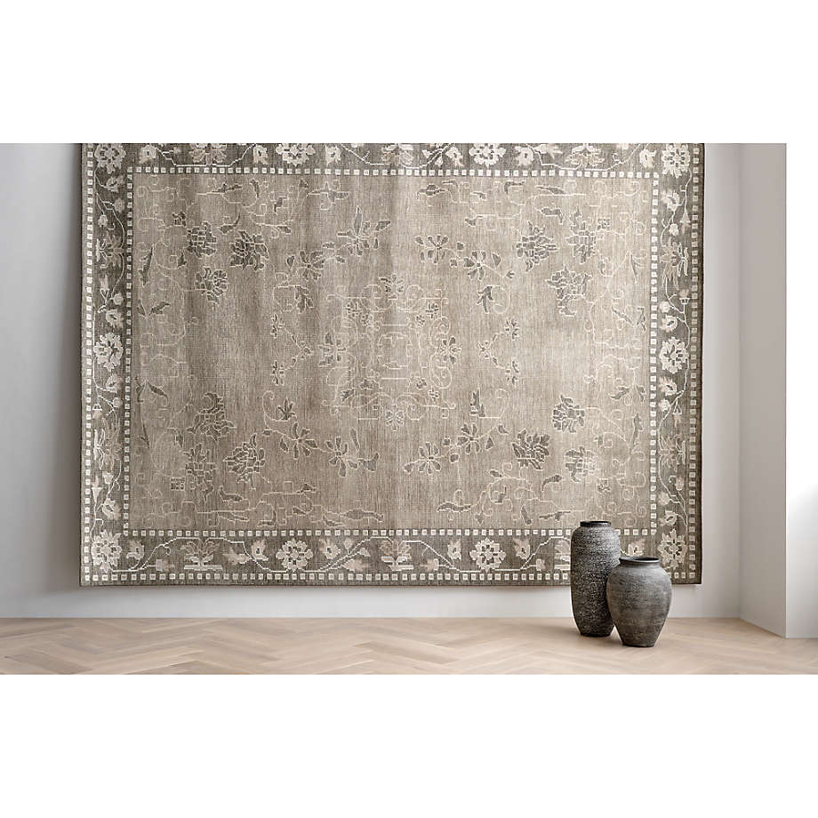 Rochelle Traditional Floral Grey Area Rug 6'x9'