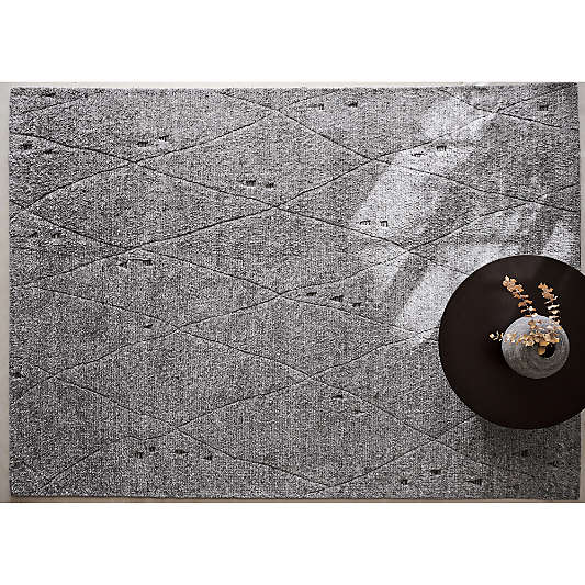 Casablanca Wool Moroccan Dark Grey Area Rug 10'x14'