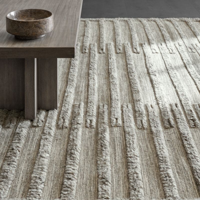 Cannet Wool Shag Grey Area Rug 9'x12' + Reviews | Crate & Barrel