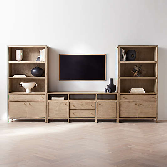 Keane 86" Weathered Natural Wood Storage Media Console