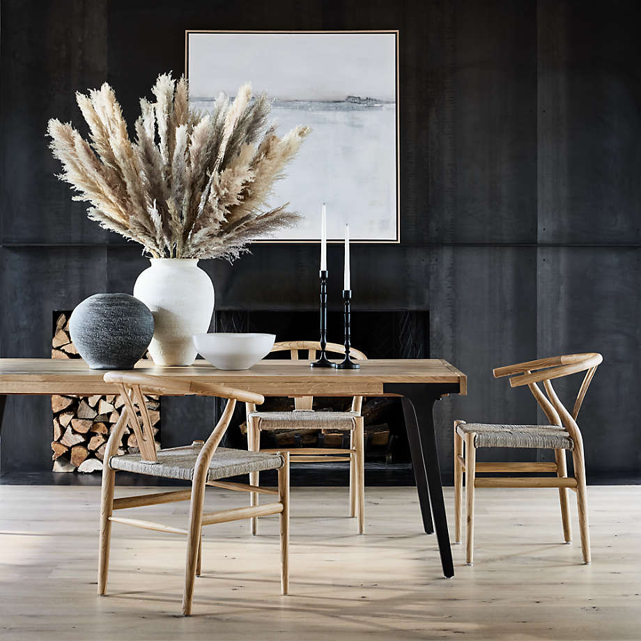 Lakin White Oak Wood Extendable Dining Table Crate Barrel
