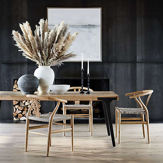 Lakin White Oak Wood Extendable Dining Table (61"-119")