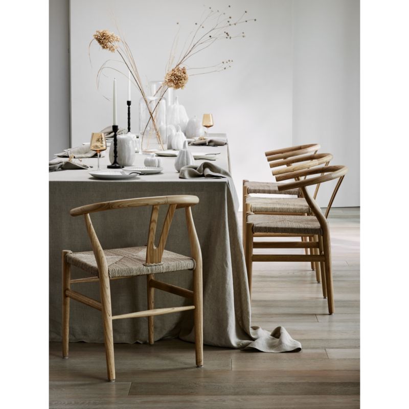 Crescent Natural Wood Wishbone Dining Chair + Reviews | Crate & Barrel