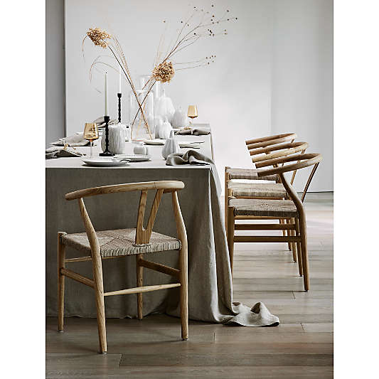 Crescent Natural Wood Wishbone Dining Chair
