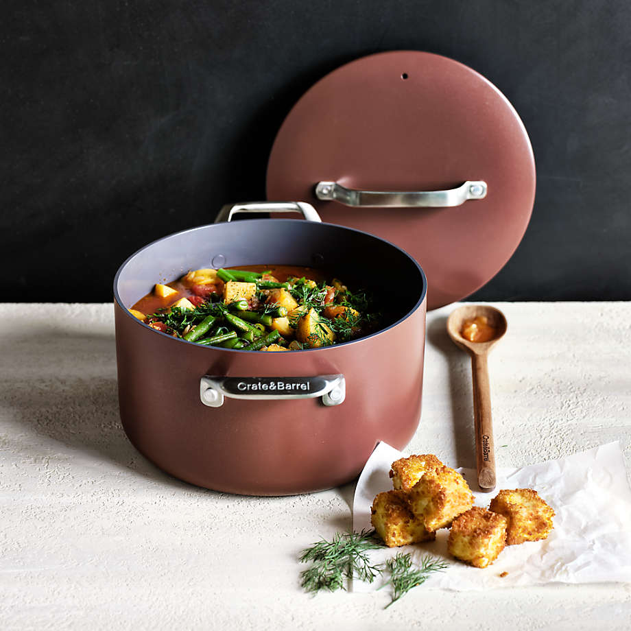 Crate & Barrel EvenCook Ceramic Terracotta Ceramic Nonstick 12 Fry Pan  with Lid + Reviews