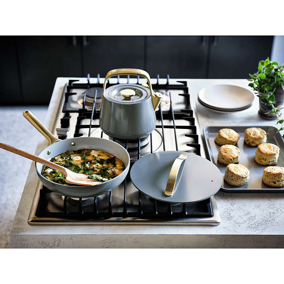 Caraway Home 7-Piece Cream Ceramic Non-Stick Cookware Set with Gold  Hardware + Reviews | Crate & Barrel