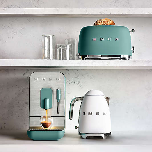 SMEG Matte Jade Green Automatic Coffee and Espresso Machine with Milk Frother