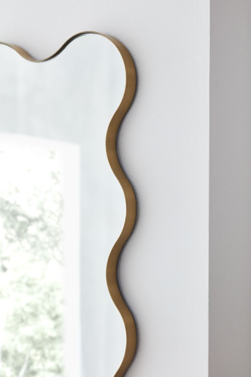 Waveland Brass Metal Full-Length Scalloped Wavy Wall Mirror