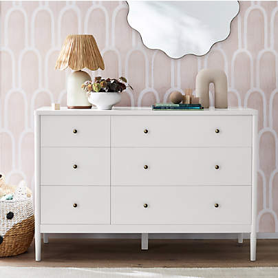 Hampshire 50" White Wood 6-Drawer Kids Dresser
