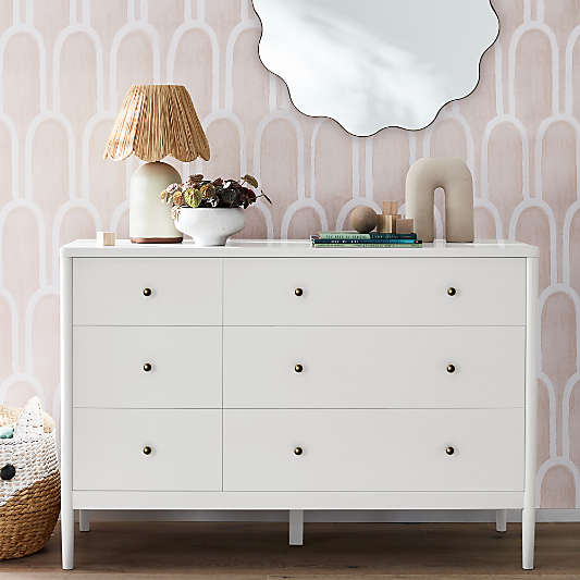 Hampshire 50" White Wood 6-Drawer Kids Dresser