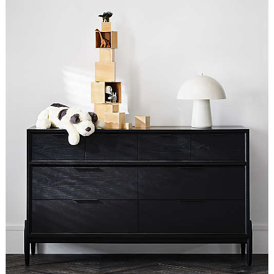 Bodie 54" Ebonized Black Wood Wide 8-Drawer Kids Dresser