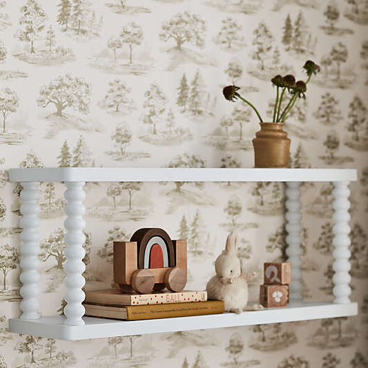 Jenny Lind 30" Kids White Wood Spindle Wall Shelf