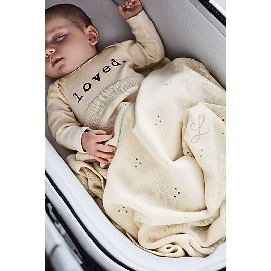 Pointelle Knit Pampas Ivory Baby Stroller Blanket
