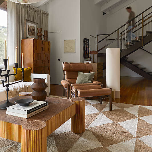 Toro Wood Floor Lamp with Woven Shade 50"
