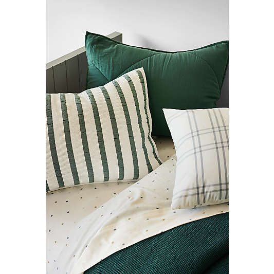 Teal Striped Waffle Weave Organic Cotton Kids Pillow Sham