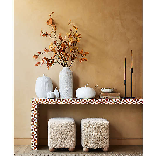 Intarsia 72" Rectangular Mosaic Teak Wood Console Table